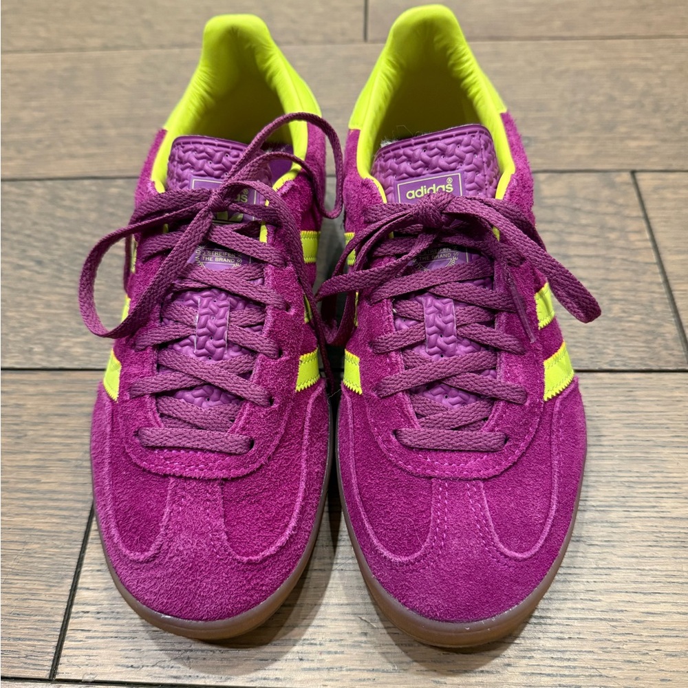 Adidas Orchid Purple and Neon Yellow Gazelle